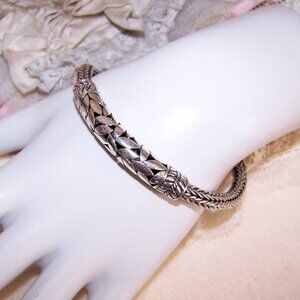 ATI ID Sterling Silver 5mm Wheat Chain Bracelet - 7" to 7.25" | Cut Leaf Front